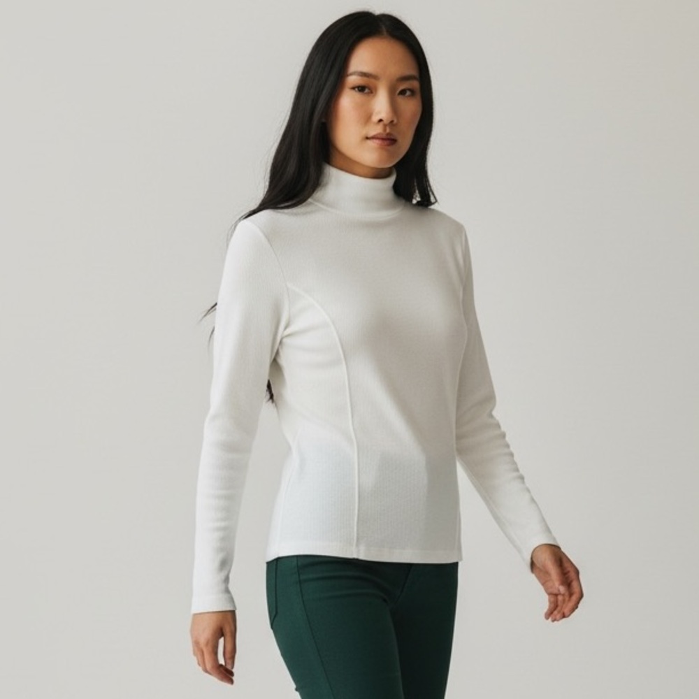 Coldwater Creek White 100% Cotton Turtleneck